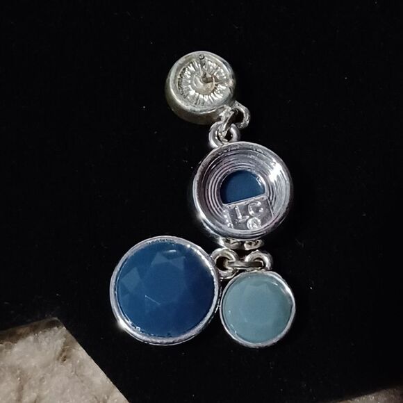 LIZ CLAIBORNE Silver-Toned Blue Drop Earrings - Picture 3 of 3